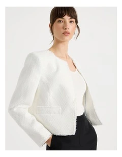 Tweed Cropped Jacket in Ecru