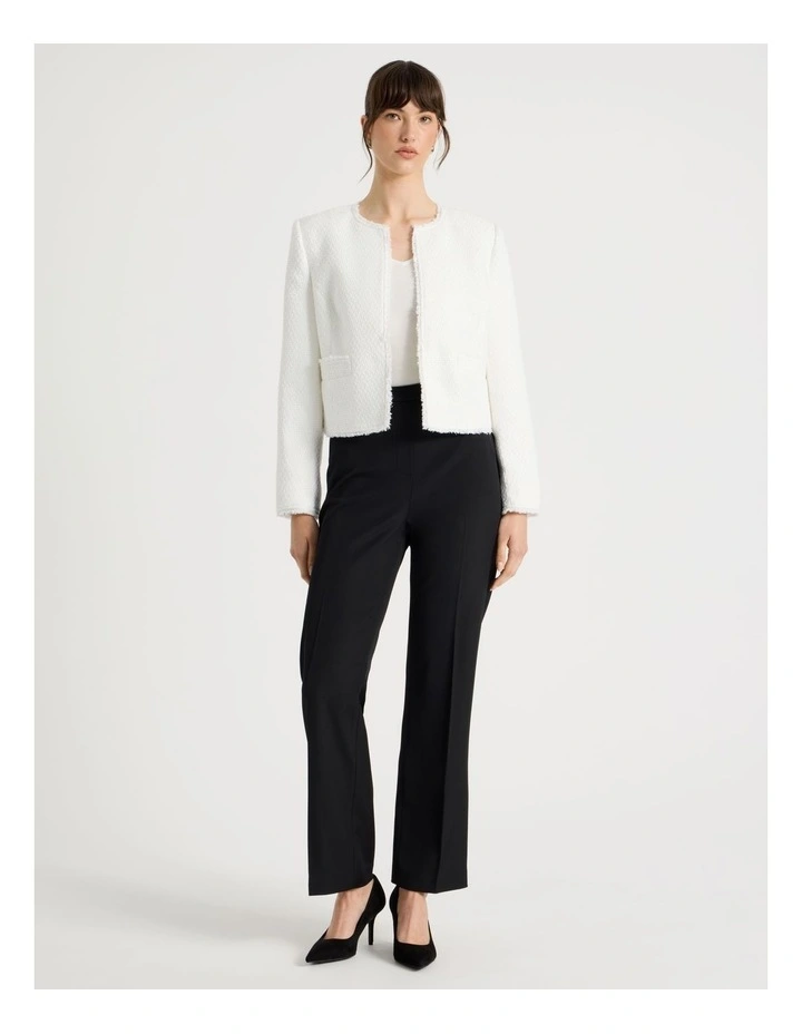 Tweed Cropped Jacket in Ecru image 3