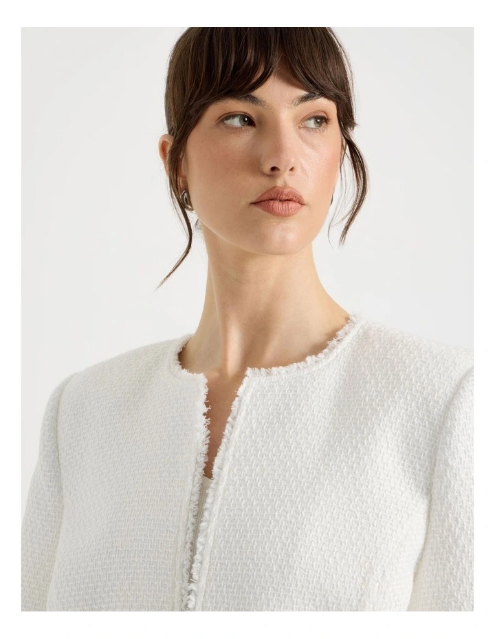 Tweed Cropped Jacket in Ecru image 4