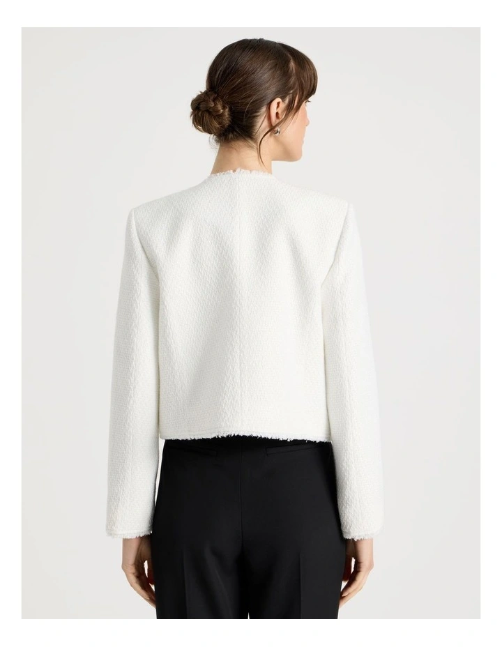 Tweed Cropped Jacket in Ecru image 6