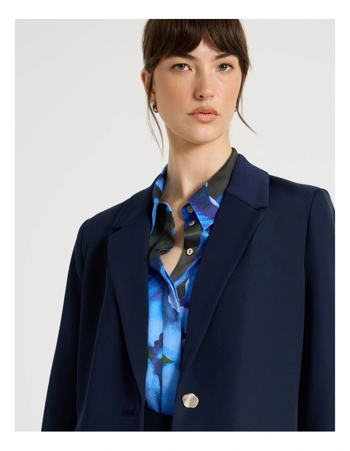 Drape Twill Single Breasted Blazer in Navy image 2