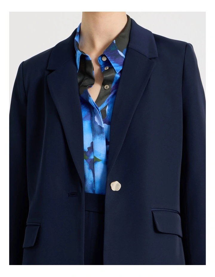 Drape Twill Single Breasted Blazer in Navy image 3