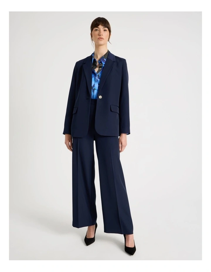 Drape Twill Single Breasted Blazer in Navy image 4