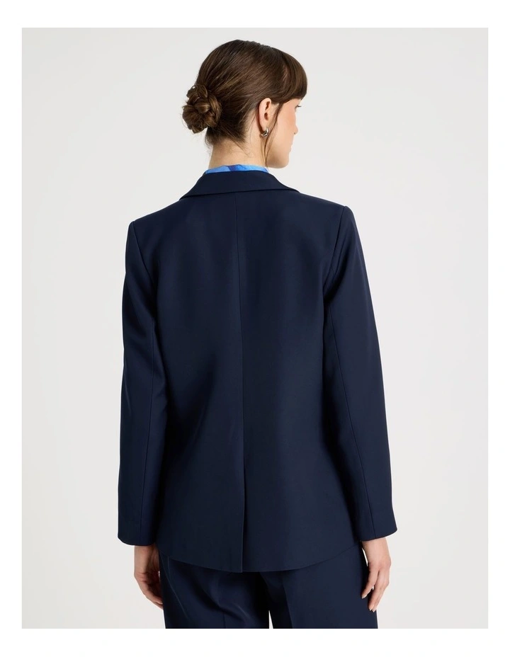 Drape Twill Single Breasted Blazer in Navy image 6