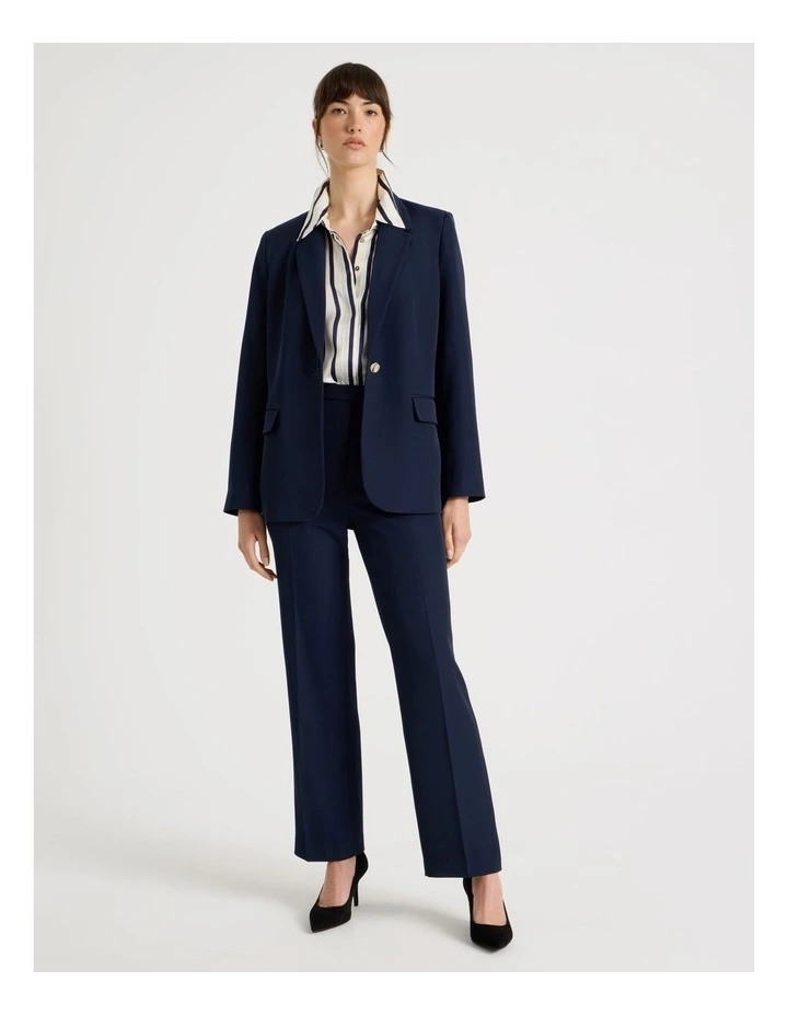 Drape Twill Single Breasted Blazer in Navy image 7