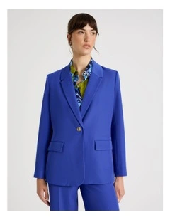 Drape Twill Single Breasted Blazer in in Lapis