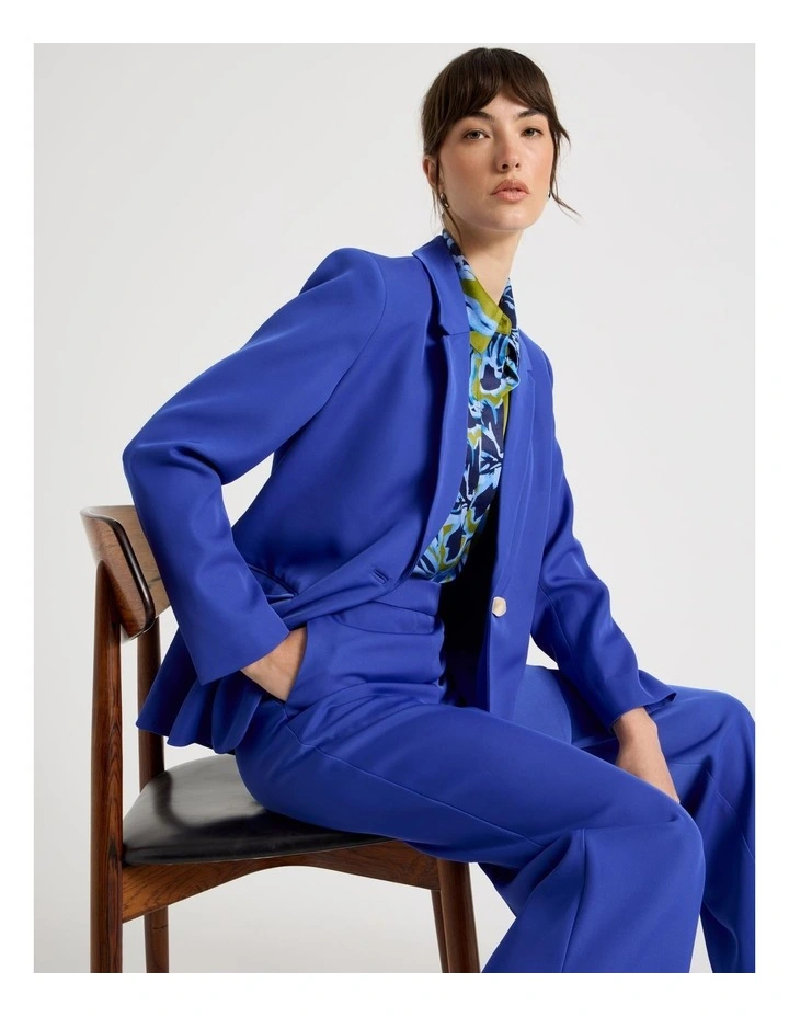 Drape Twill Single Breasted Blazer in in Lapis image 2