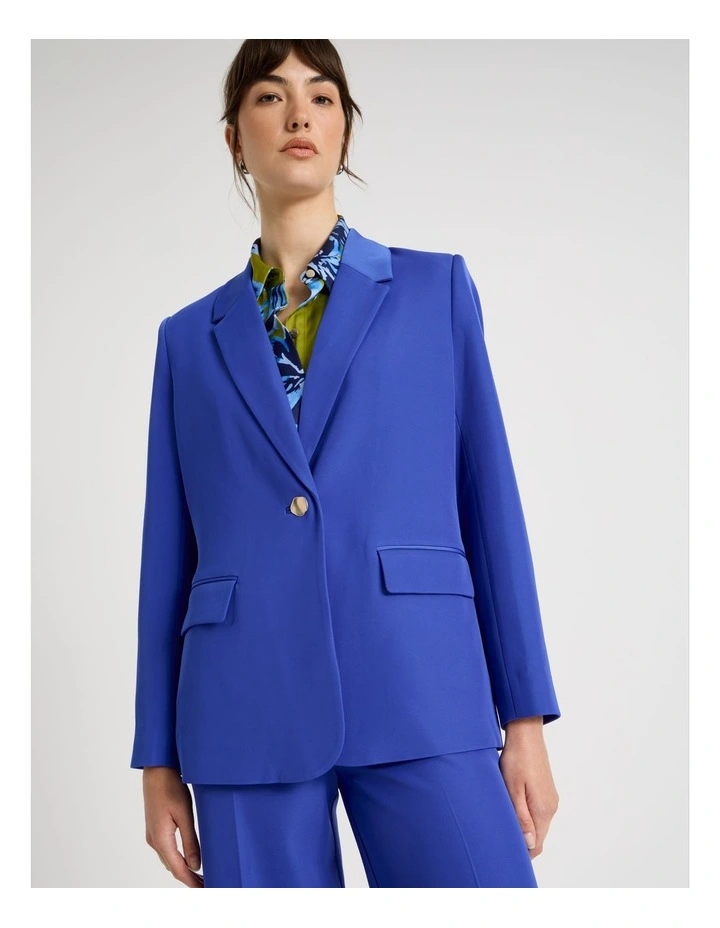 Drape Twill Single Breasted Blazer in in Lapis image 6