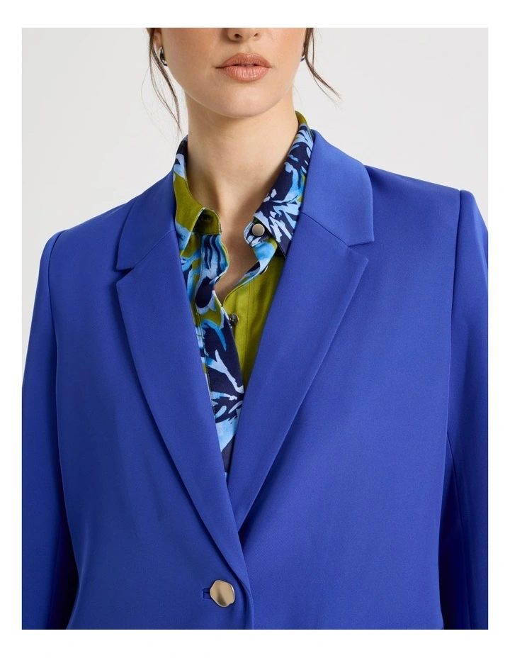 Drape Twill Single Breasted Blazer in in Lapis image 7