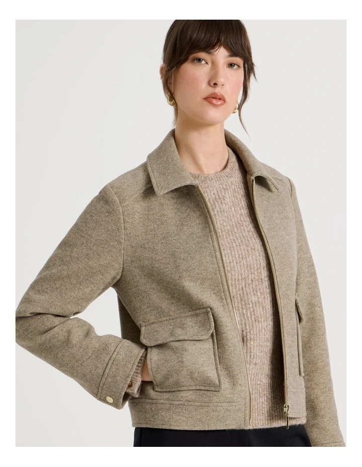 Crop Jacket in Camel image 2