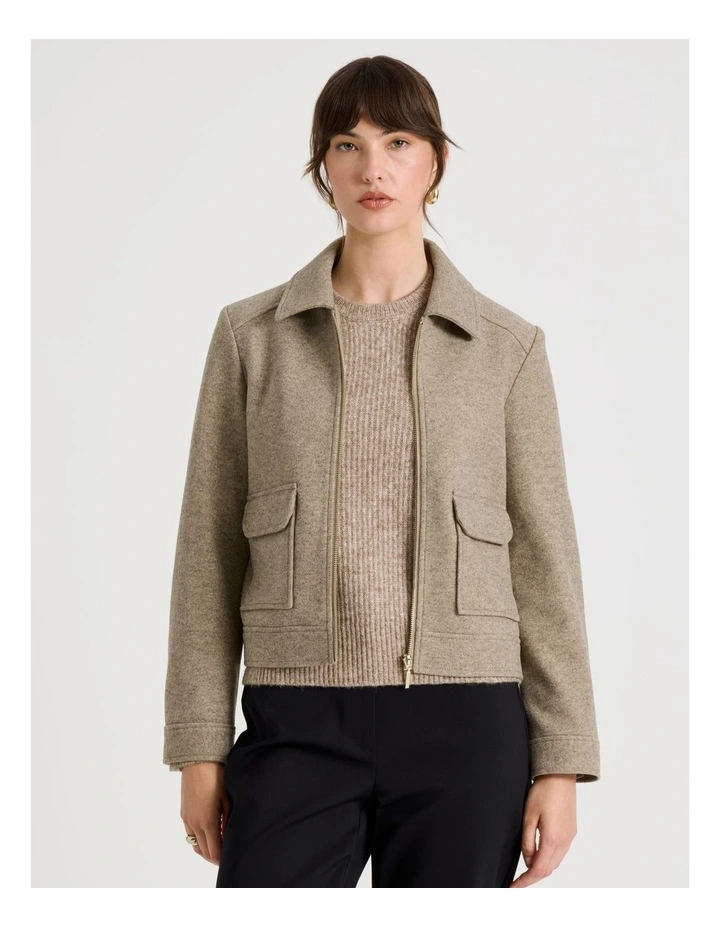 Crop Jacket in Camel image 3