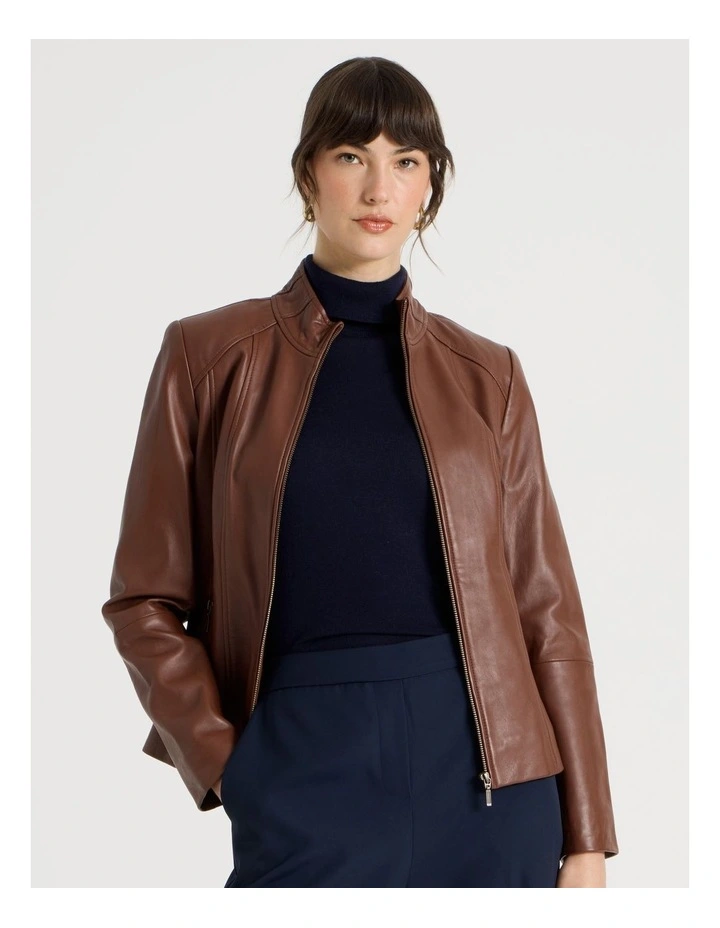 Leather Jacket in Chestnut image 1