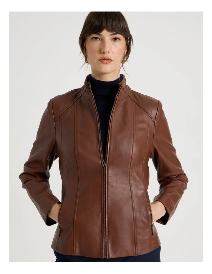 Leather Jacket in Chestnut image 4