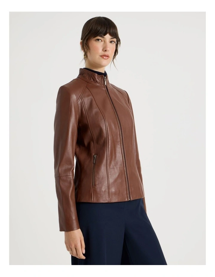 Leather Jacket in Chestnut image 5