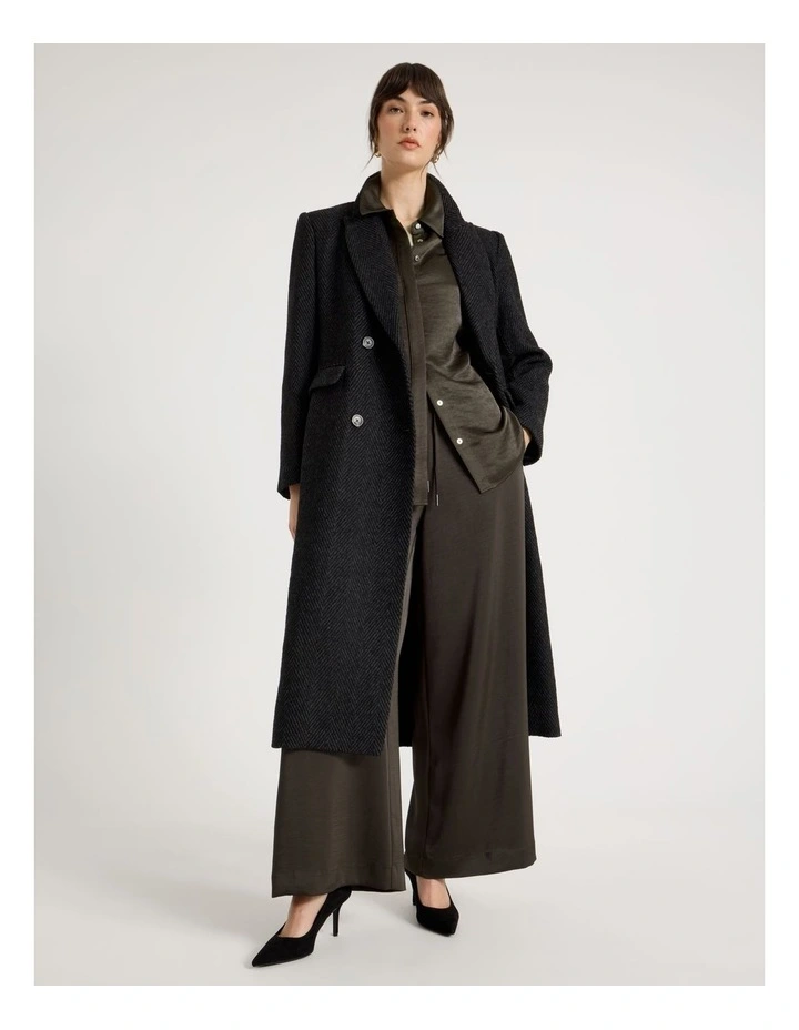 Double Breasted Brushed Melton Coat in Grey image 1