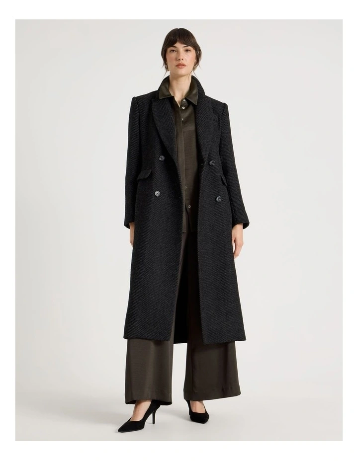 Double Breasted Brushed Melton Coat in Grey image 4
