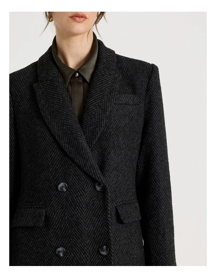 Double Breasted Brushed Melton Coat in Grey image 6