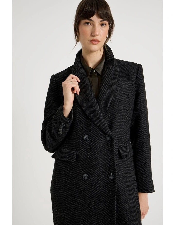 Double Breasted Brushed Melton Coat in Grey image 7