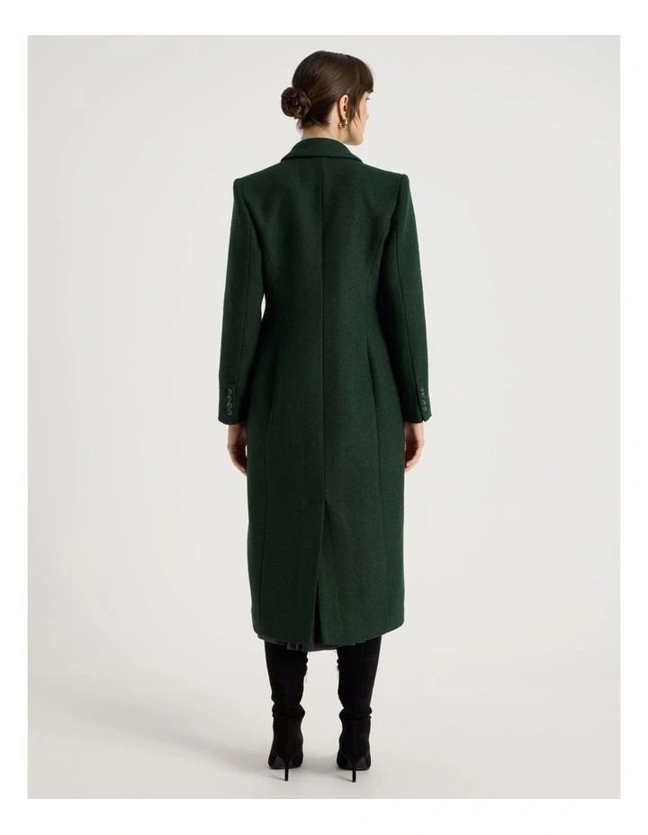 Double Breasted Brushed Melton Coat in Dark Green image 6