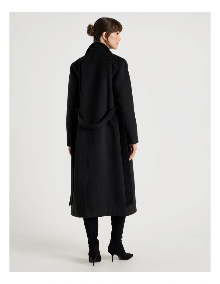 Double Faced Melton Coat in Black image 6