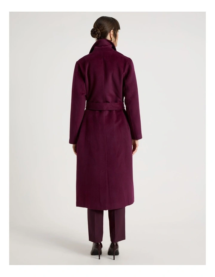 Double Faced Melton Wrap Coat in Plum image 6