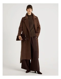 Double Faced Melton Wrap Coat in Camel
