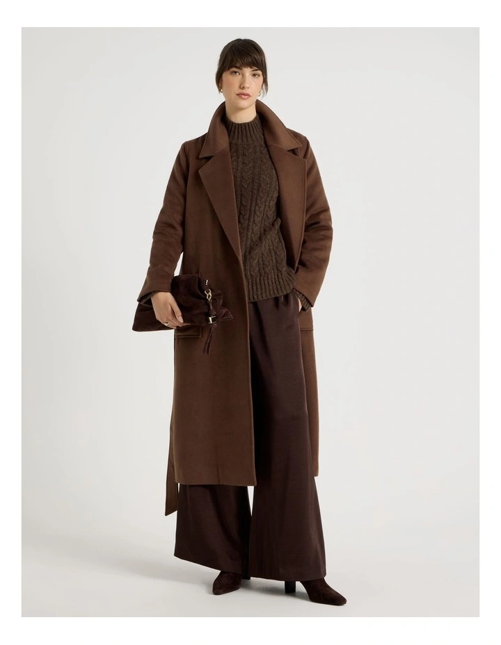 Double Faced Melton Wrap Coat in Camel image 1