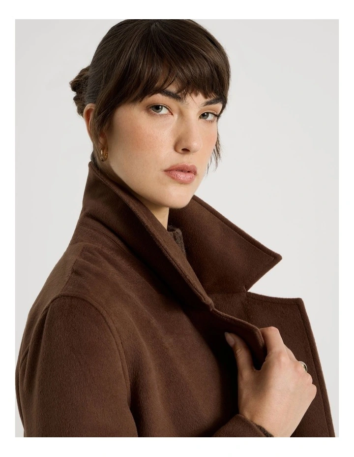 Double Faced Melton Wrap Coat in Camel image 2