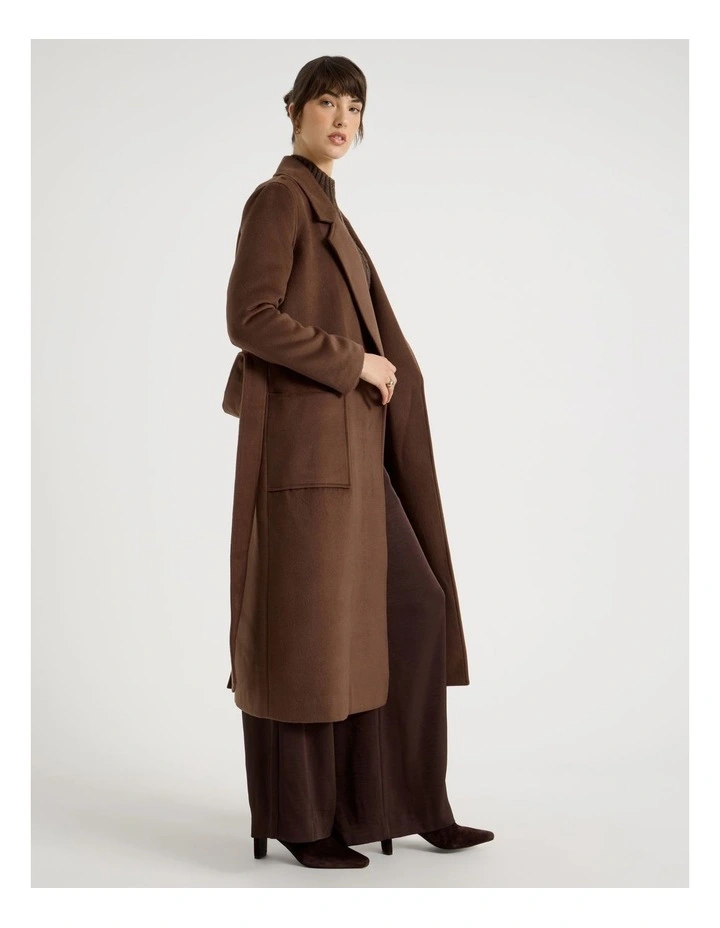 Double Faced Melton Wrap Coat in Camel image 4