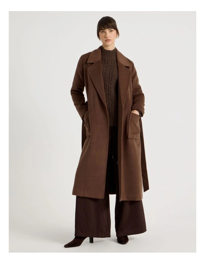 Double Faced Melton Wrap Coat in Camel image 5