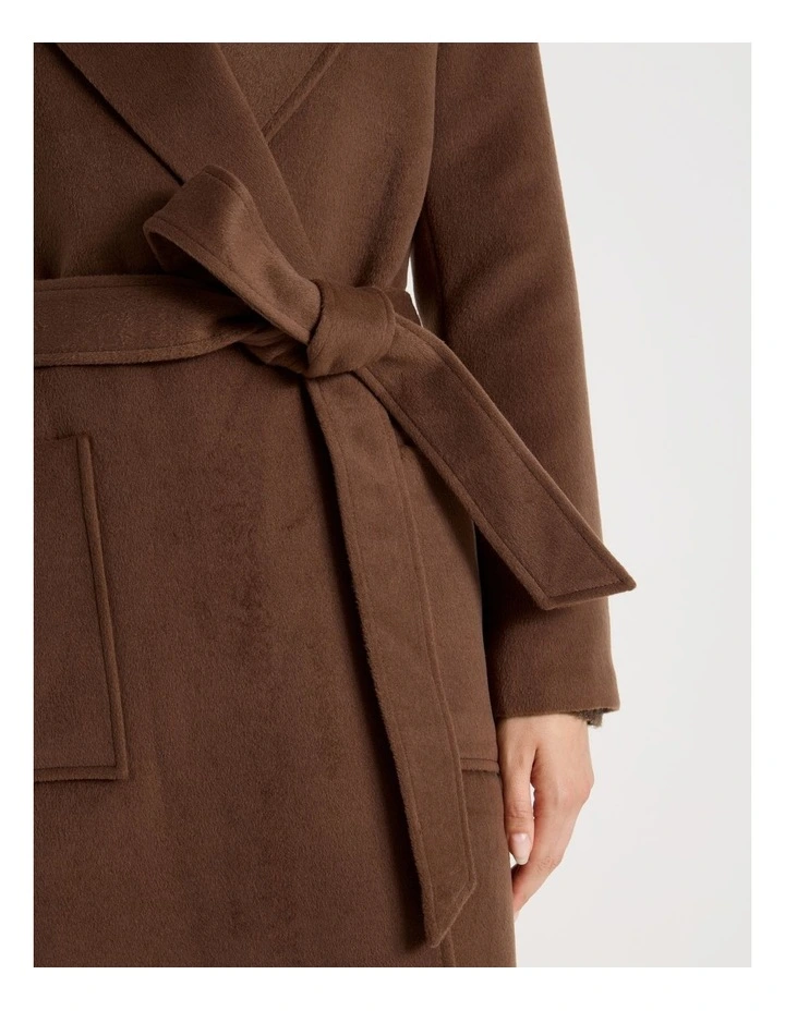 Double Faced Melton Wrap Coat in Camel image 7