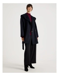 Wide Collar Coat in Navy
