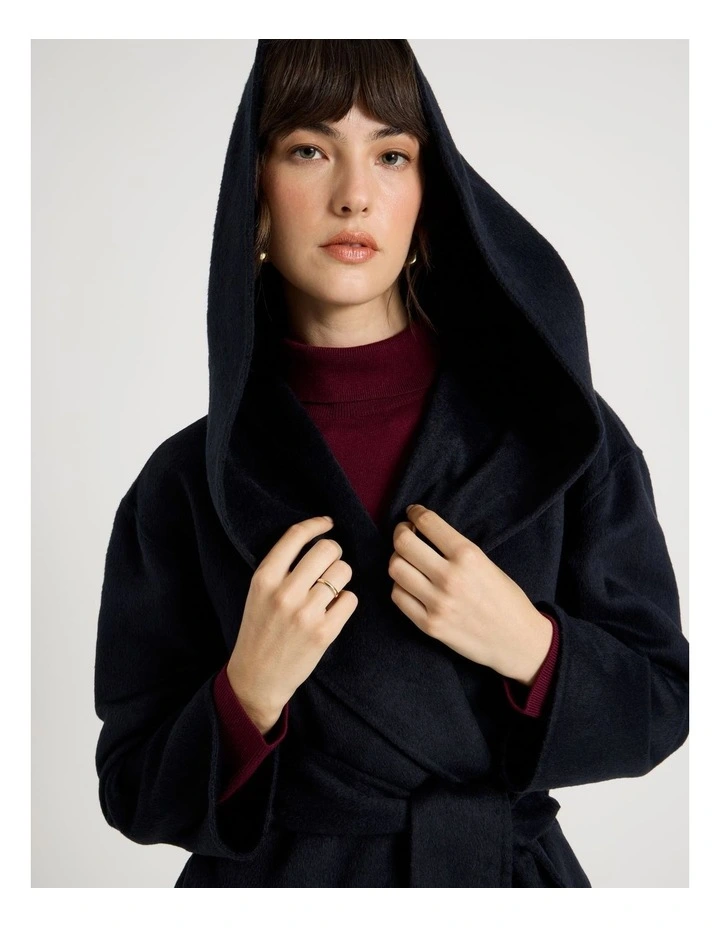 Wide Collar Coat in Navy image 2