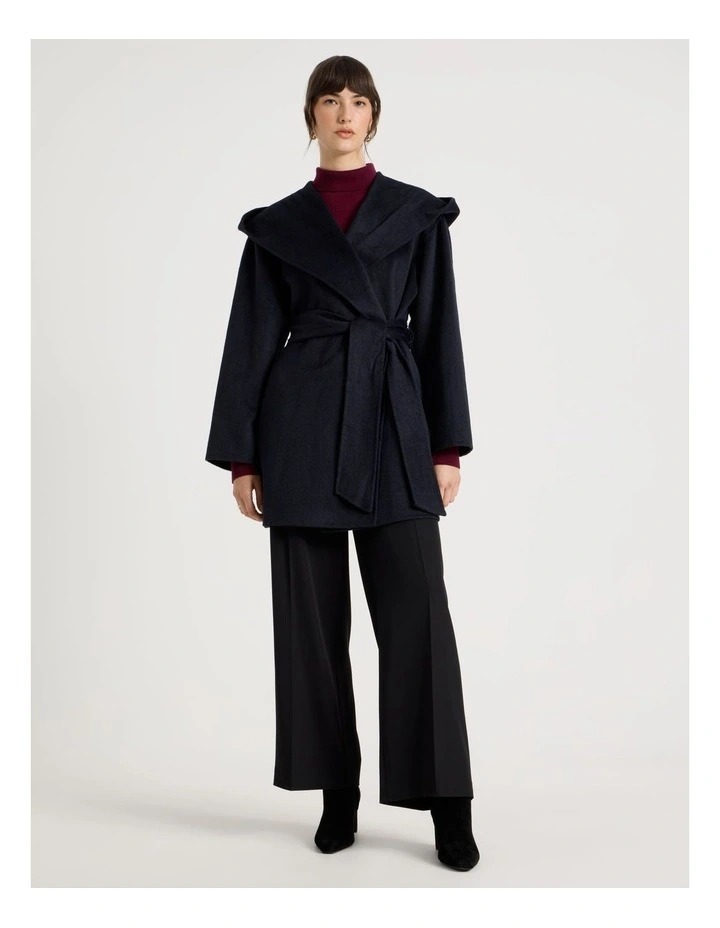Wide Collar Coat in Navy image 5