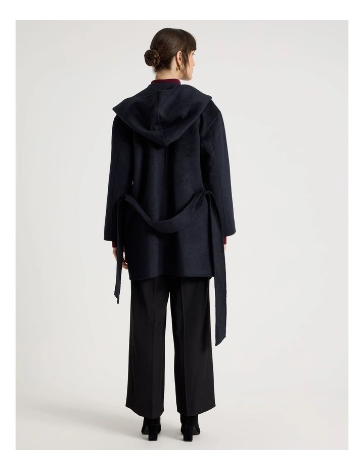 Wide Collar Coat in Navy image 6