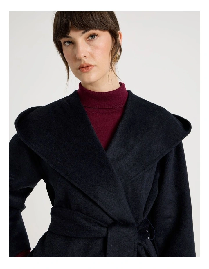 Wide Collar Coat in Navy image 7