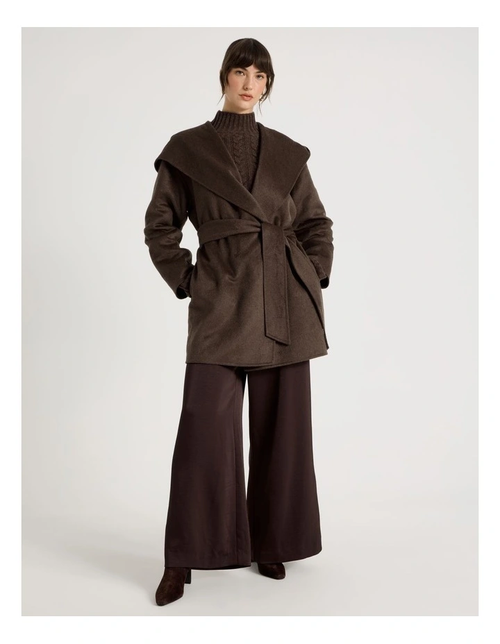Wide Collar Coat in Brown image 1