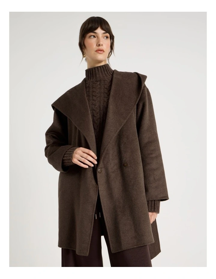 Wide Collar Coat in Brown image 3