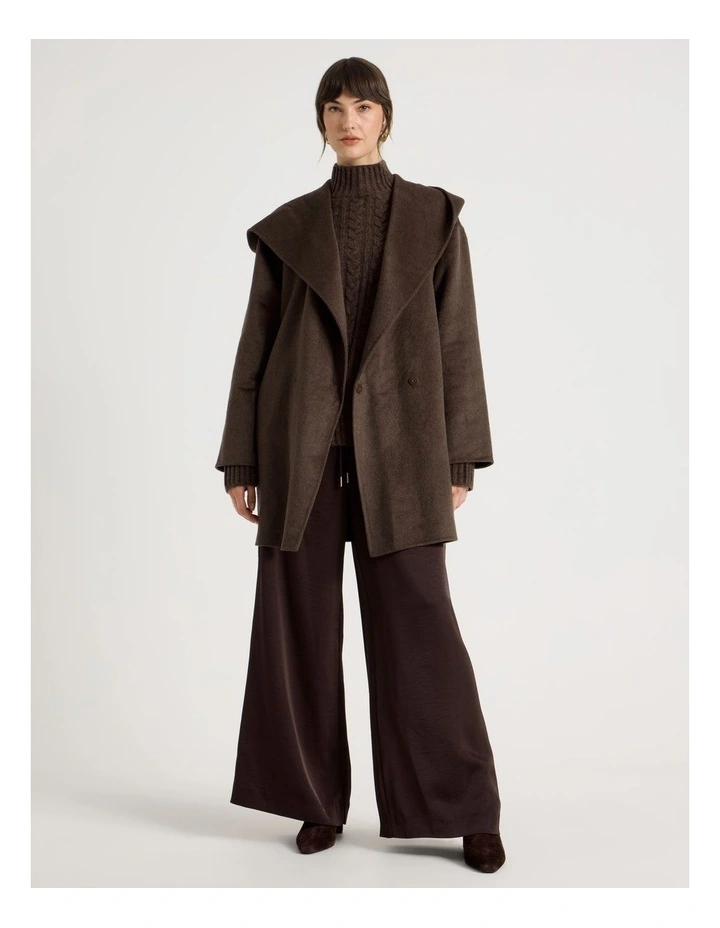 Wide Collar Coat in Brown image 7