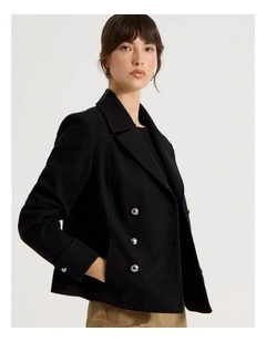 Double Breasted Peacoat in Black