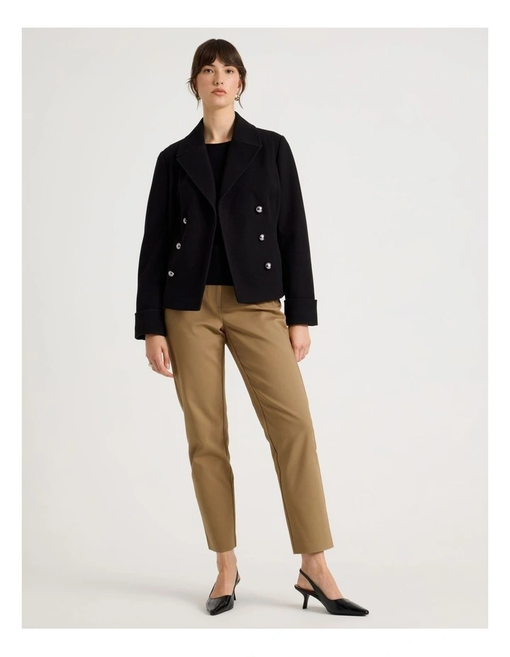 Double Breasted Peacoat in Black image 2