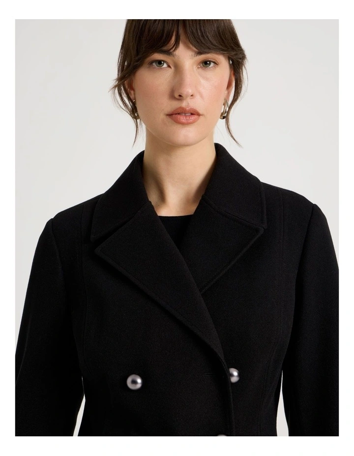 Double Breasted Peacoat in Black image 5