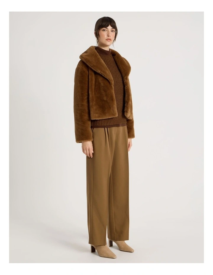 Faux Fur Jacket in Chestnut image 2