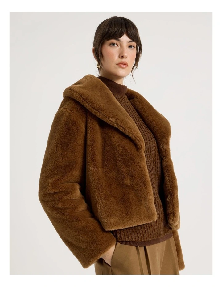 Faux Fur Jacket in Chestnut image 3