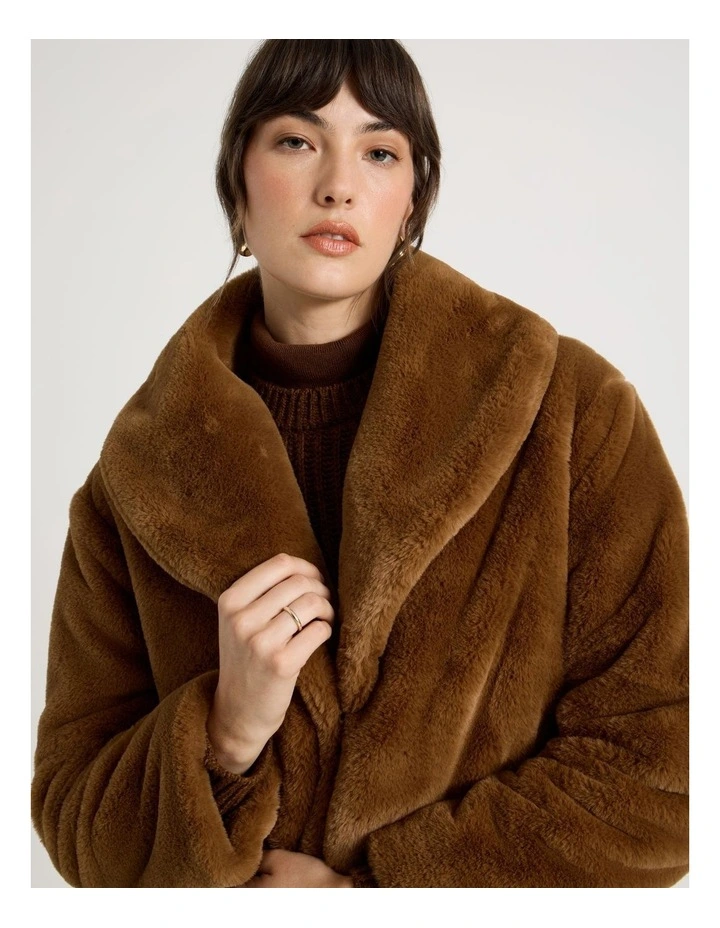 Faux Fur Jacket in Chestnut image 4
