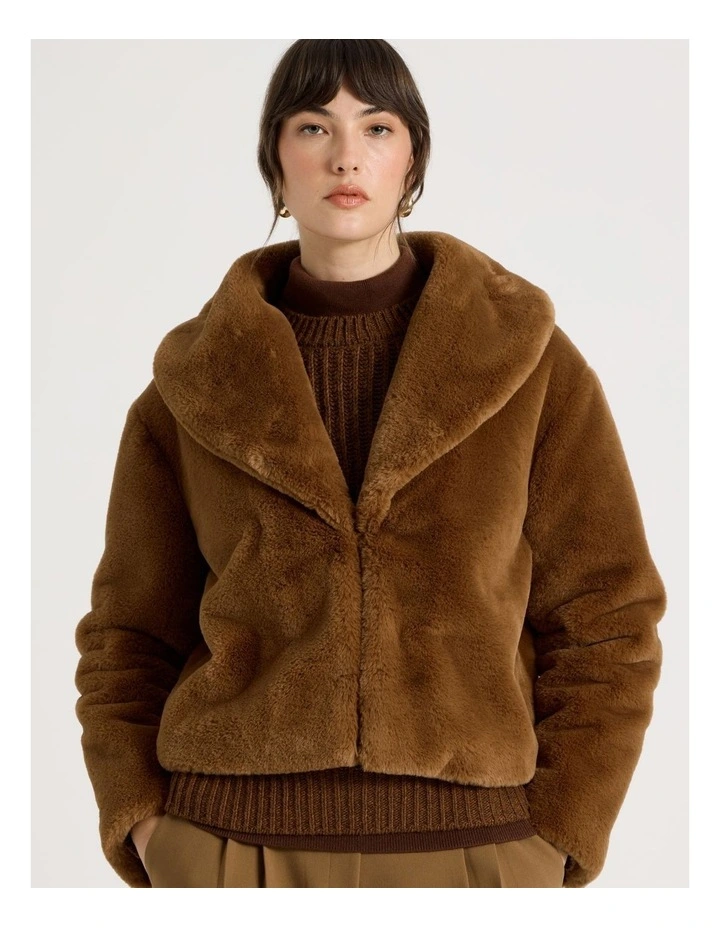 Faux Fur Jacket in Chestnut image 5