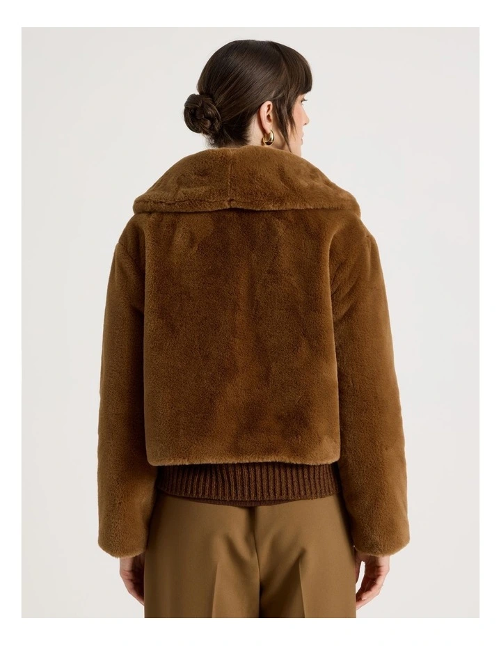 Faux Fur Jacket in Chestnut image 6