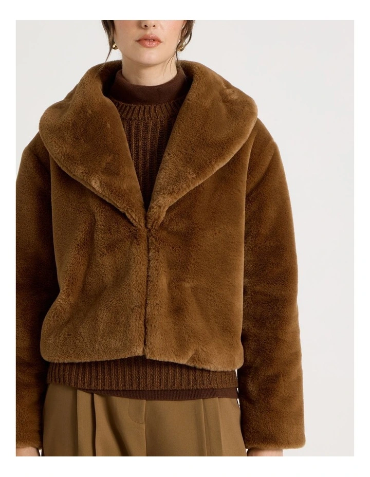 Faux Fur Jacket in Chestnut image 7