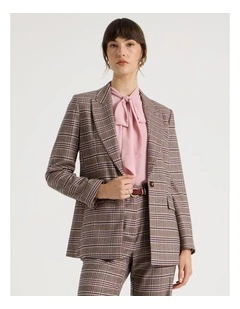 Double Breasted Blazer in Pink Check