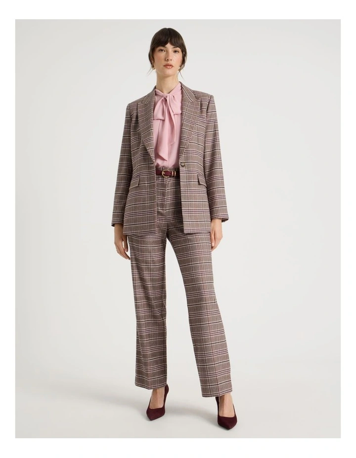 Double Breasted Blazer in Pink Check image 2